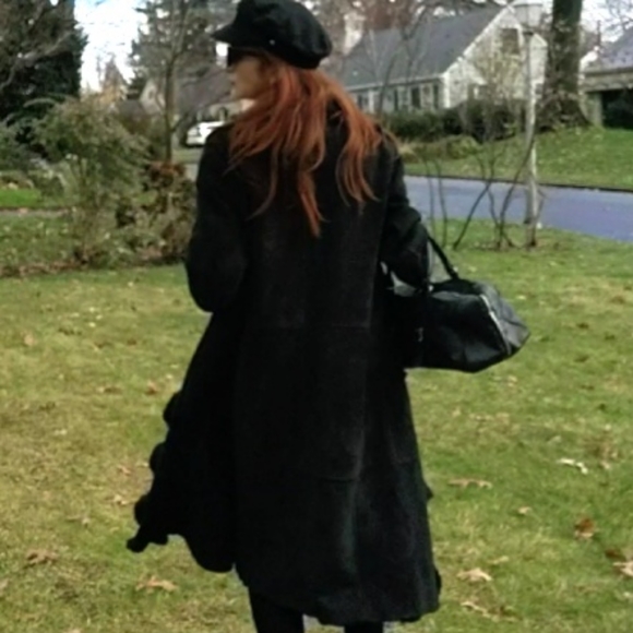 Designer Dominic Bellissimo Luxury Black Cascading Shearling Coat - Picture 11 of 14